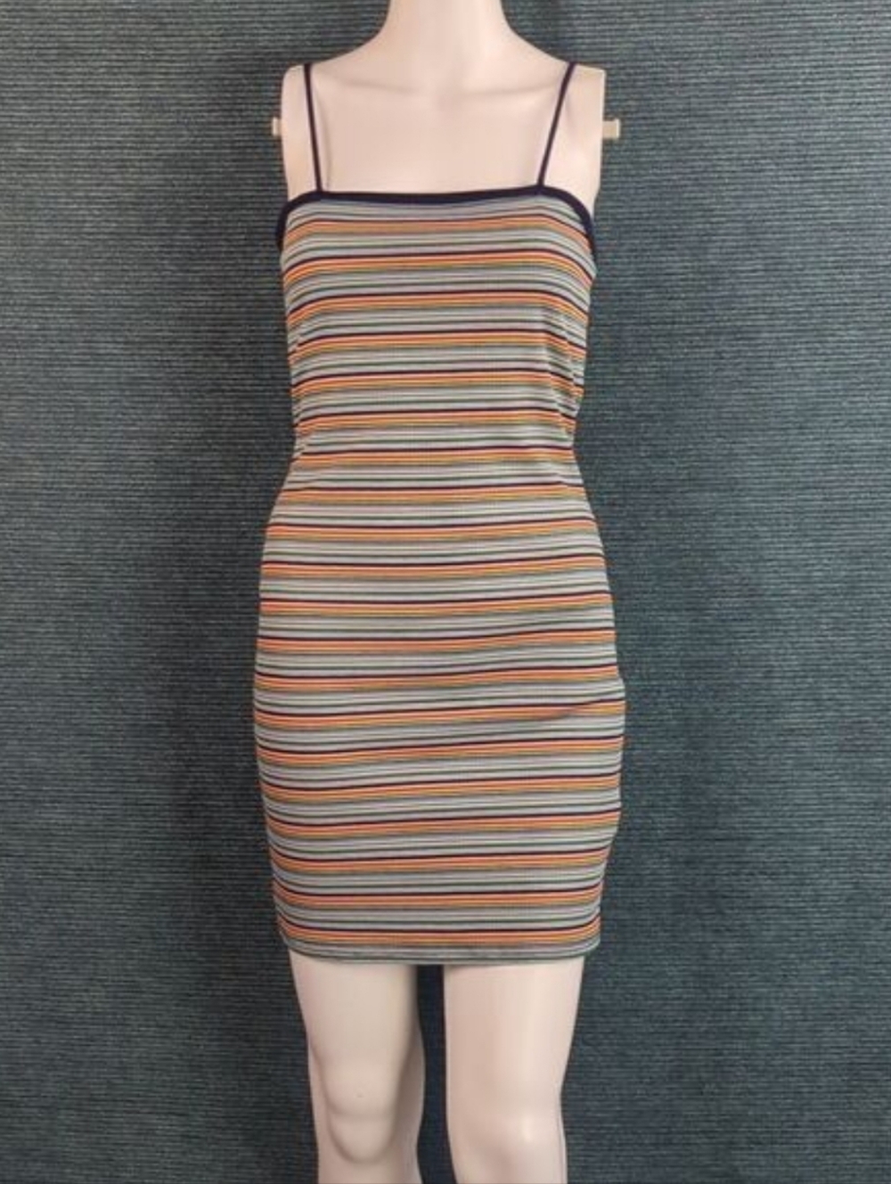 Publick Ribbed Striped Strappy Summer Mini-dress - Picture 2 of 9